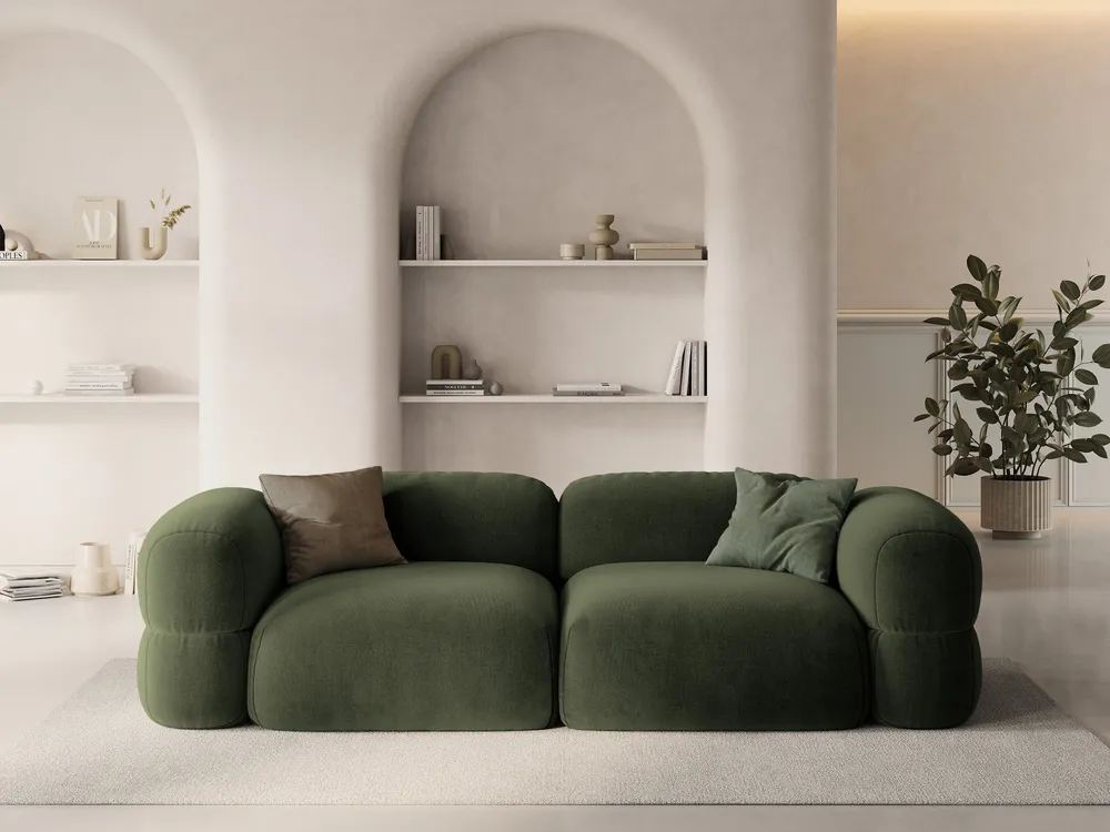 Sofa sametová 4-osobová ROGER olivová
