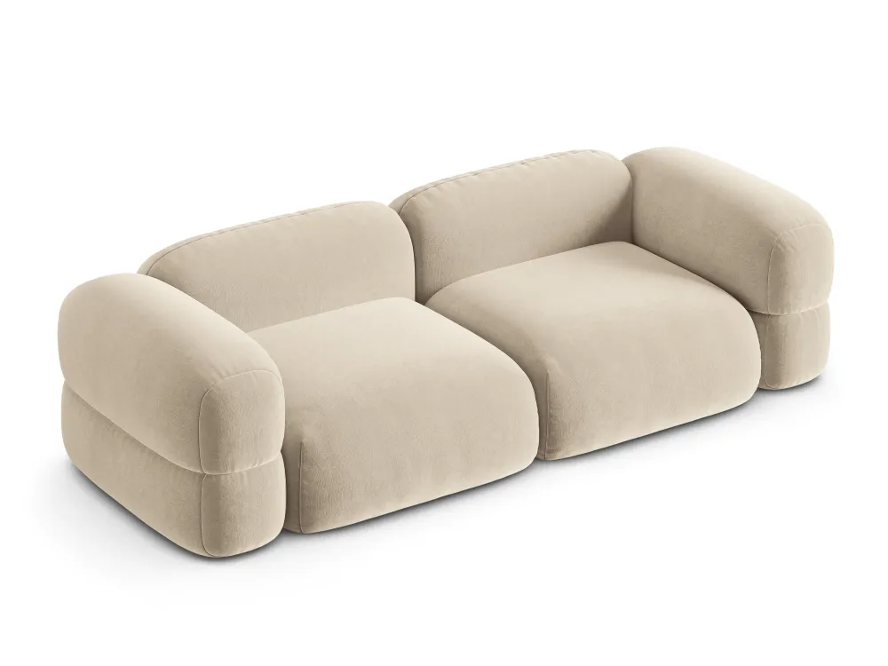 Sofa sametová 4-osobová ROGER světle béžová