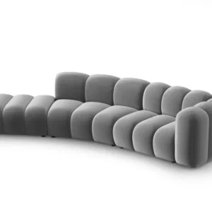 Sofa sametová 5-osobová levostranná LUPINE šedá