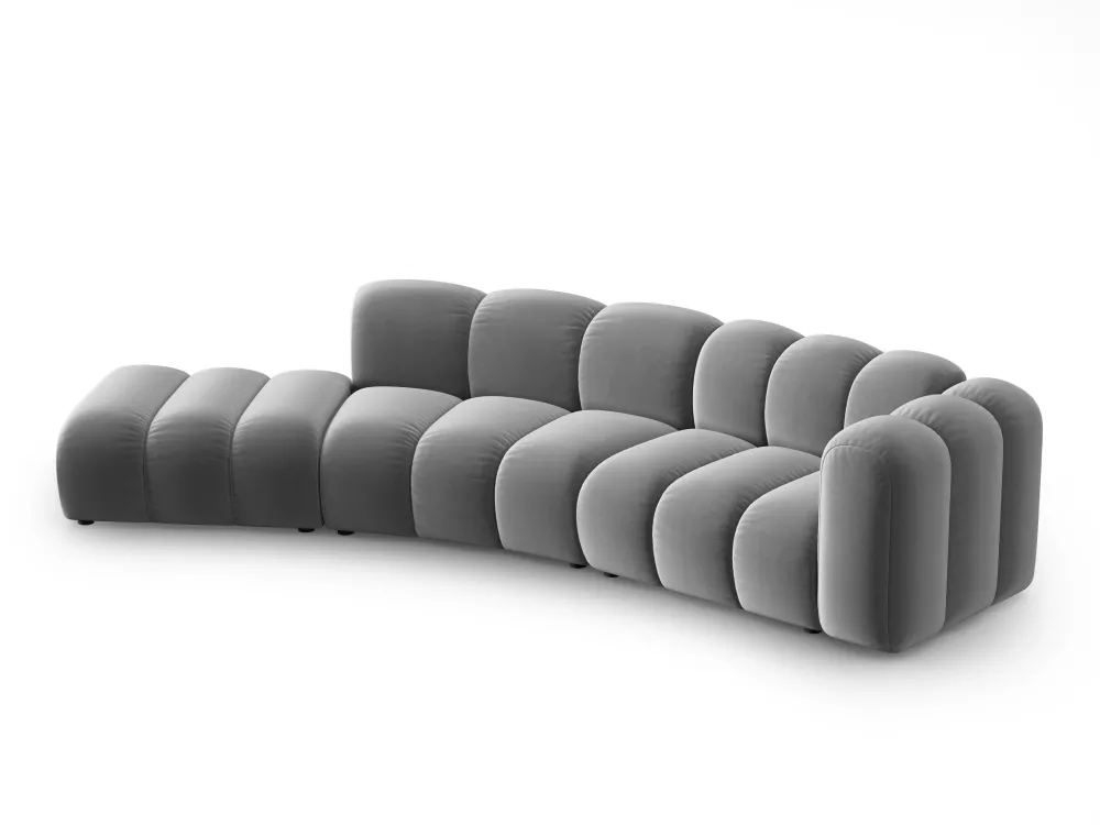 Sofa sametová 5-osobová levostranná LUPINE šedá