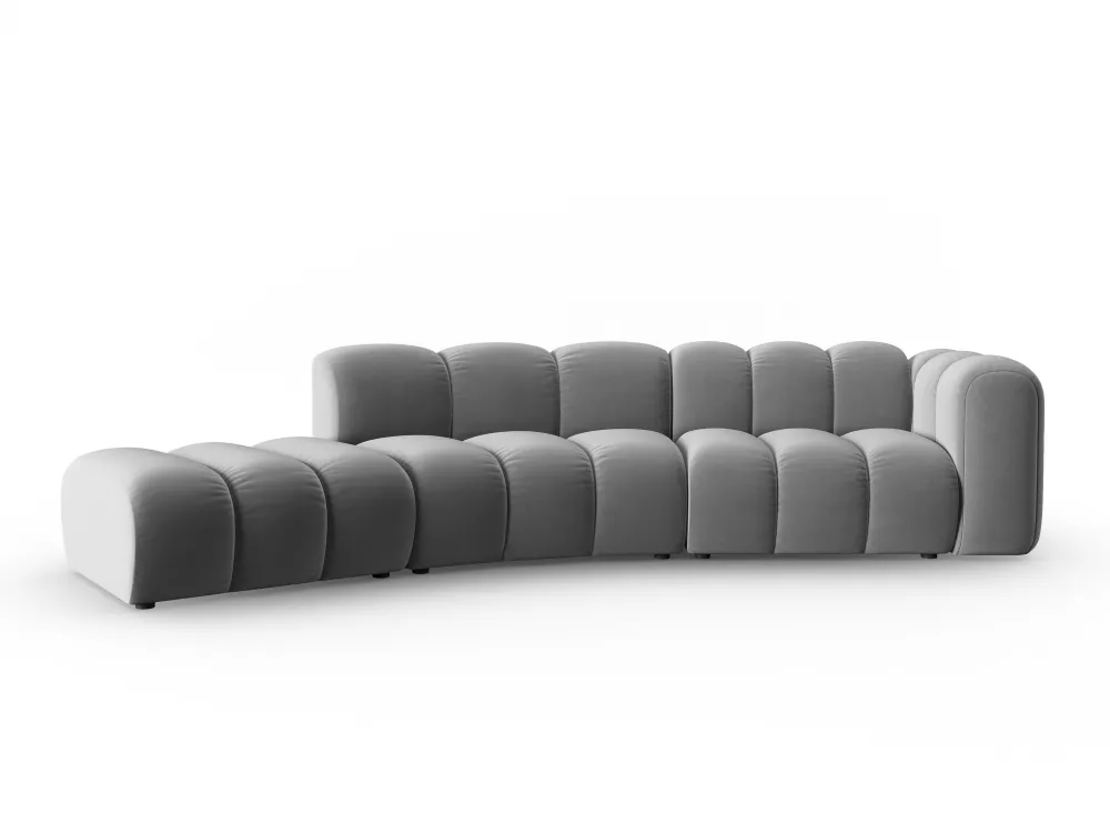 Sofa sametová 5-osobová levostranná LUPINE šedá