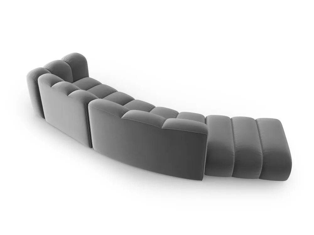 Sofa sametová 5-osobová levostranná LUPINE šedá