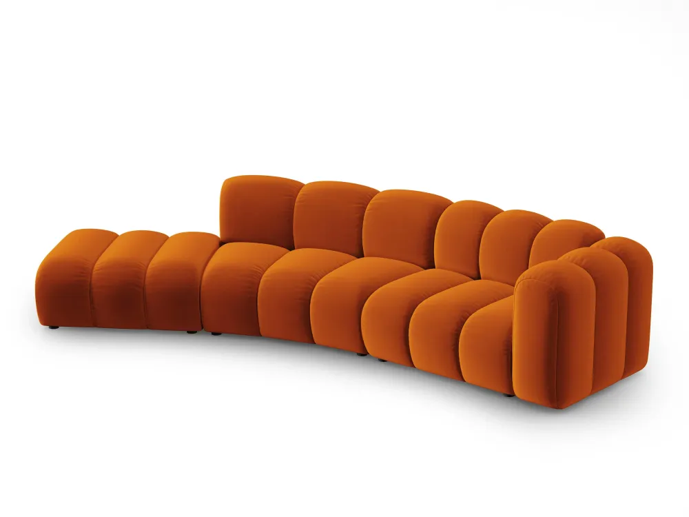 Sofa sametová 5-osobová levostranná LUPINE cihlová