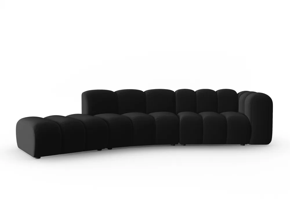 Sofa sametová 5-osobová levostranná LUPINE černá