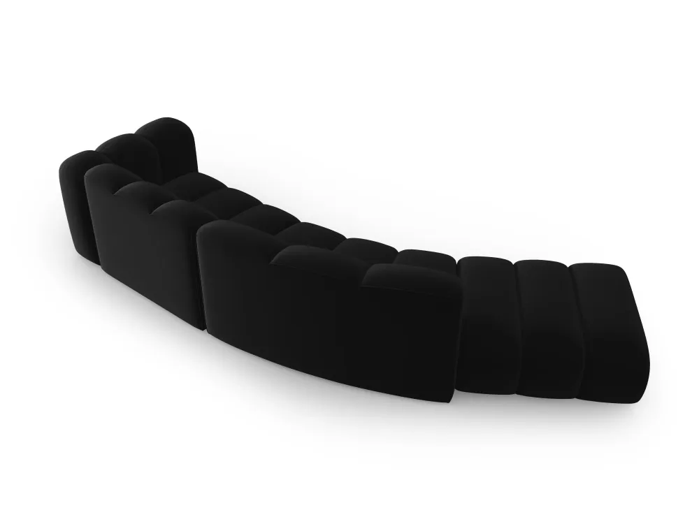 Sofa sametová 5-osobová levostranná LUPINE černá