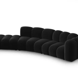 Sofa sametová 5-osobová levostranná LUPINE černá
