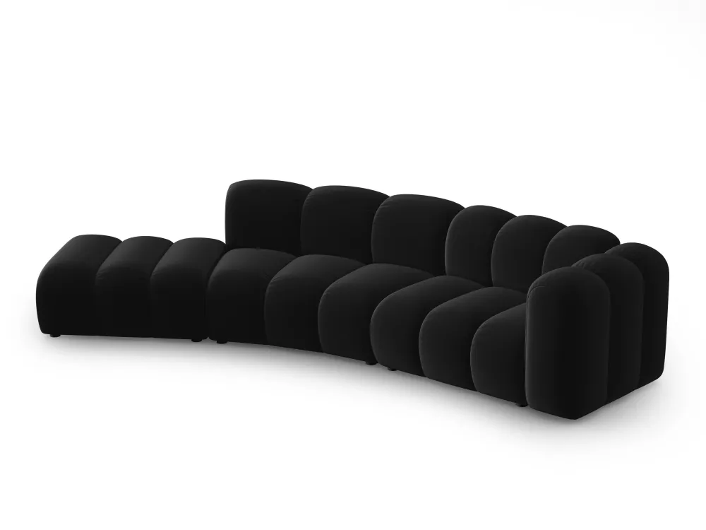 Sofa sametová 5-osobová levostranná LUPINE černá