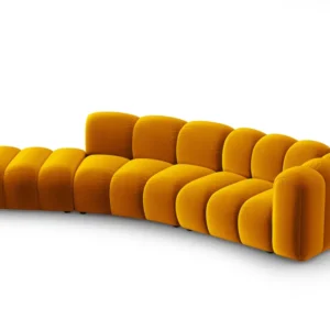 Sofa sametová 5-osobová levostranná LUPINE hořčicová