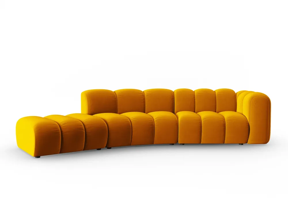 Sofa sametová 5-osobová levostranná LUPINE hořčicová