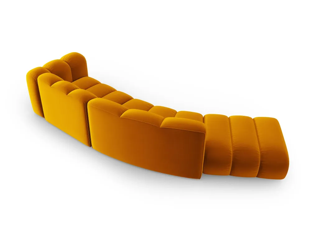 Sofa sametová 5-osobová levostranná LUPINE hořčicová