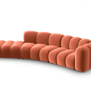Sofa sametová 5-osobová levostranná LUPINE korálová