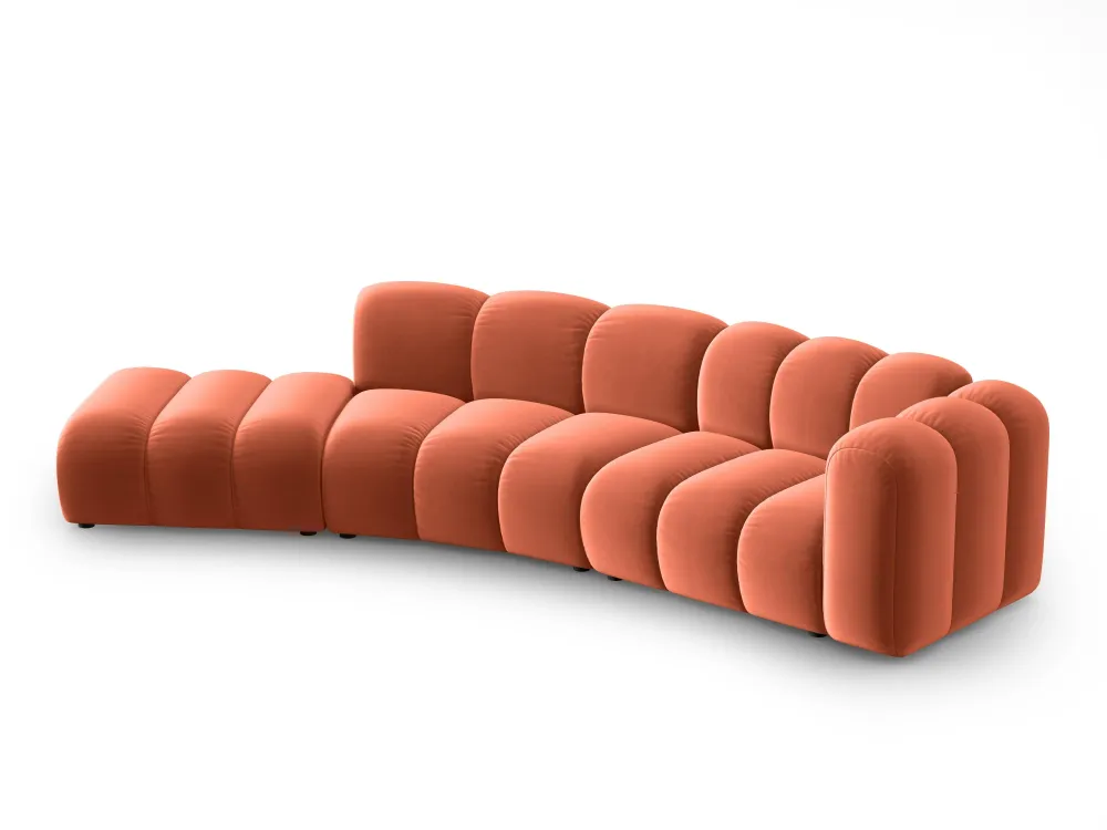 Sofa sametová 5-osobová levostranná LUPINE korálová