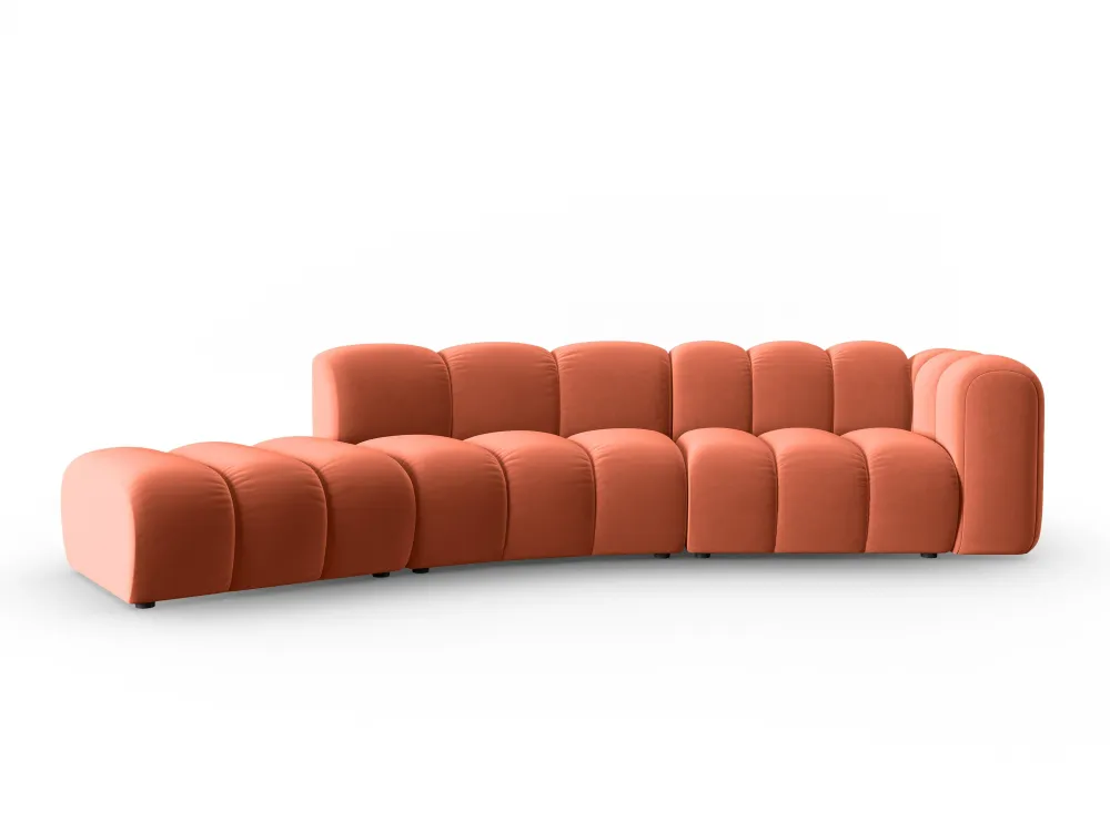 Sofa sametová 5-osobová levostranná LUPINE korálová