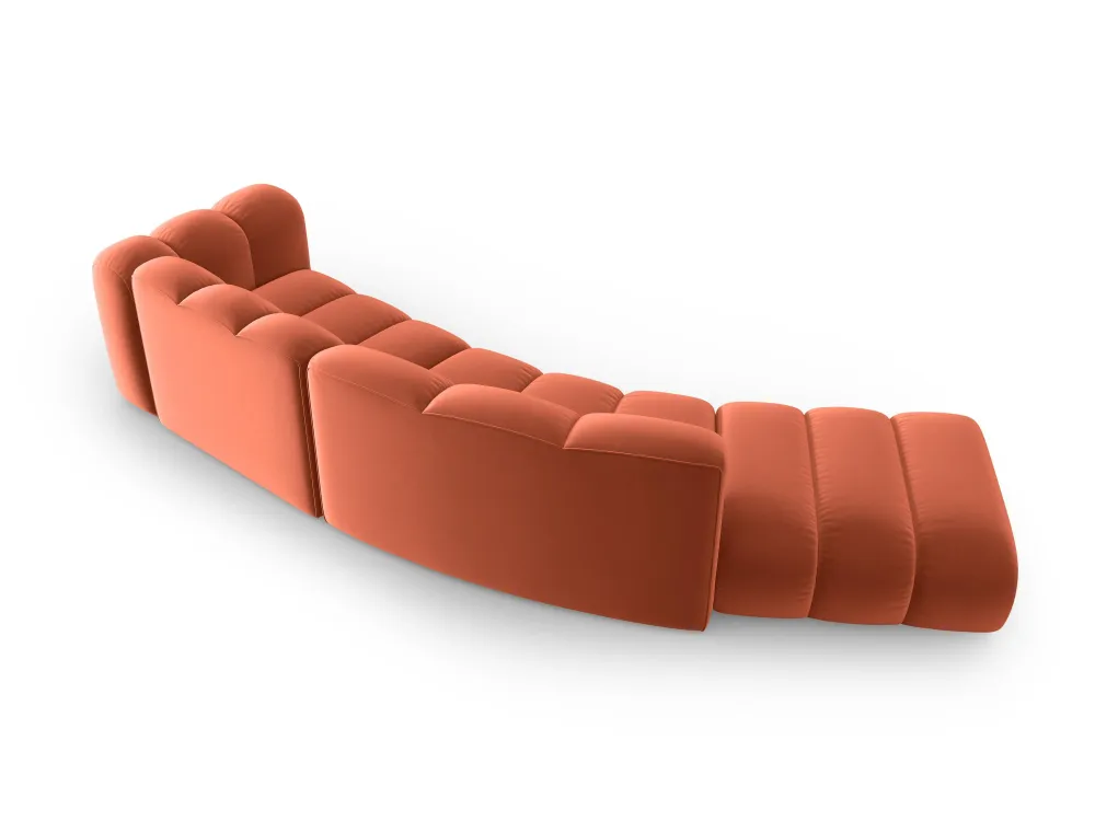 Sofa sametová 5-osobová levostranná LUPINE korálová