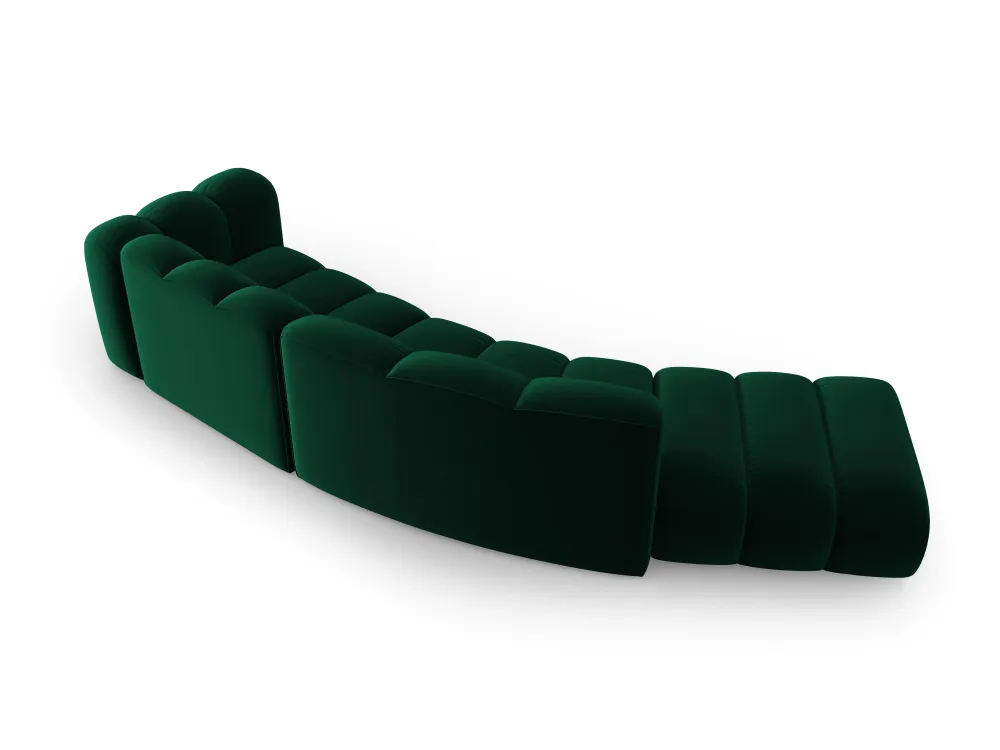 Sofa sametová 5-osobová levostranná LUPINE lahvově zelená