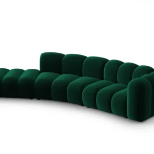 Sofa sametová 5-osobová levostranná LUPINE lahvově zelená