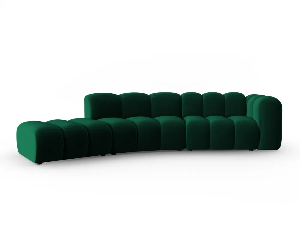 Sofa sametová 5-osobová levostranná LUPINE lahvově zelená