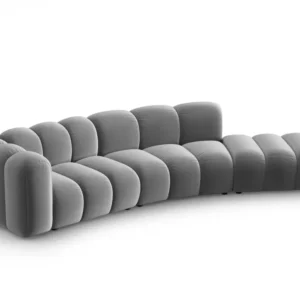 Sofa sametová 5-osobová pravostranná LUPINE šedá