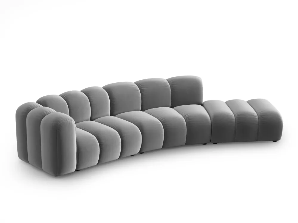 Sofa sametová 5-osobová pravostranná LUPINE šedá
