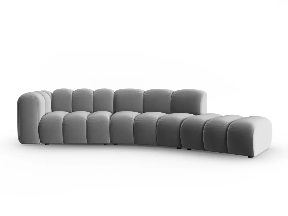 Sofa sametová 5-osobová pravostranná LUPINE šedá