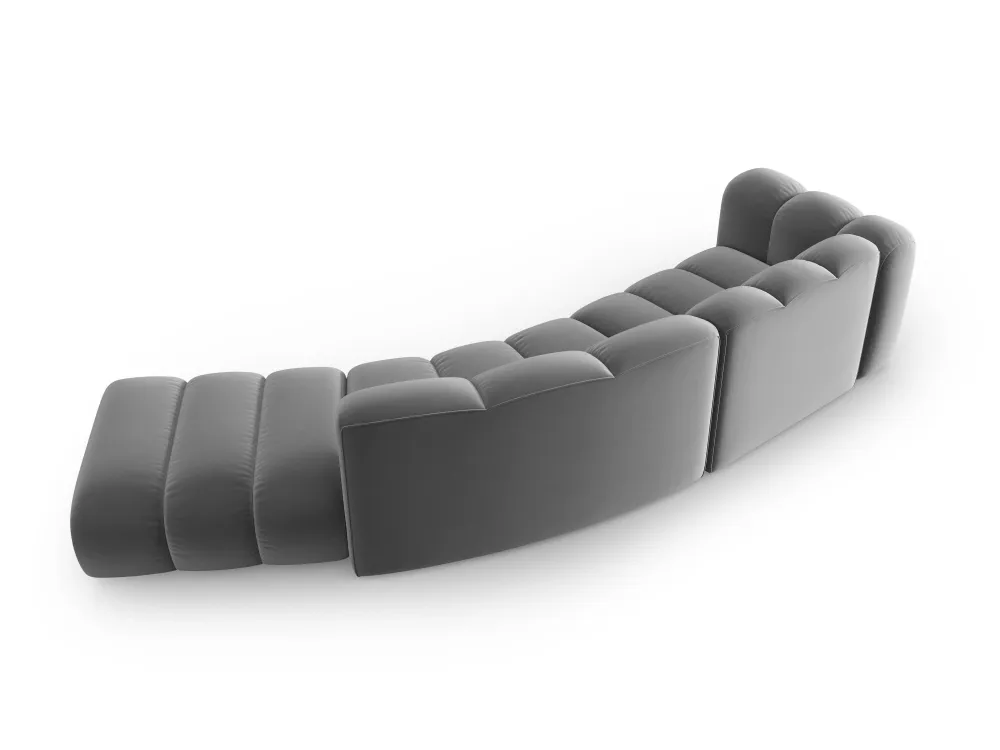 Sofa sametová 5-osobová pravostranná LUPINE šedá