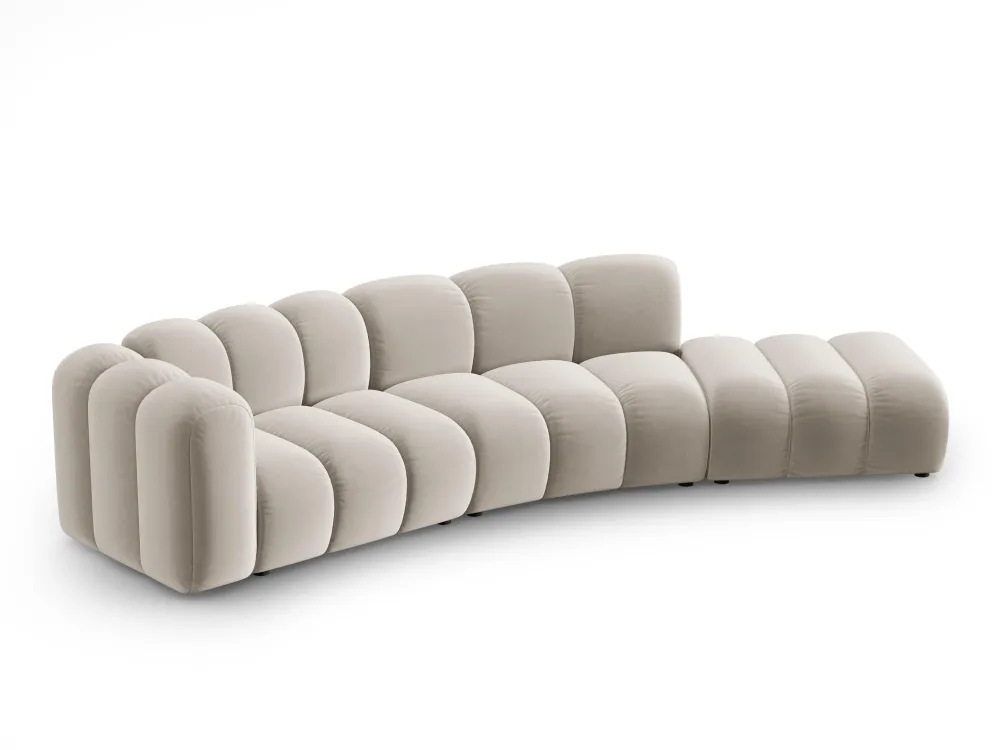 Sofa sametová 5-osobová pravostranná LUPINE béžová