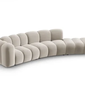 Sofa sametová 5-osobová pravostranná LUPINE béžová