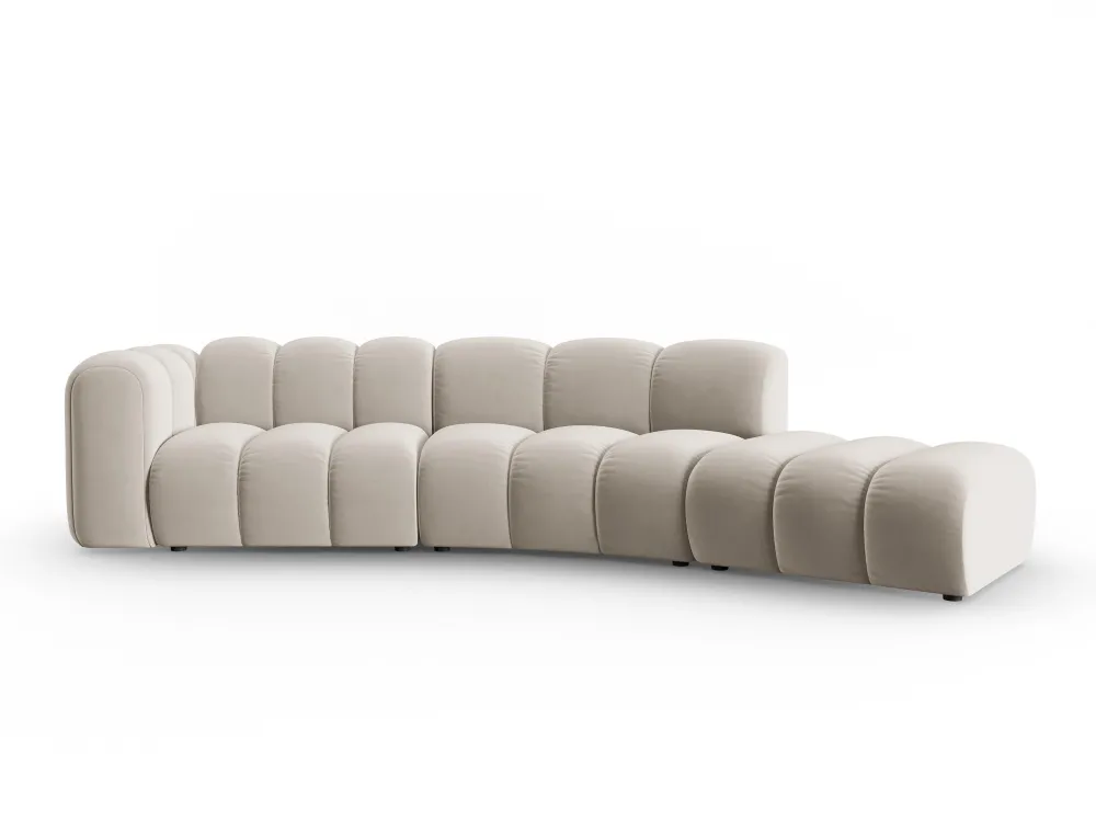 Sofa sametová 5-osobová pravostranná LUPINE béžová