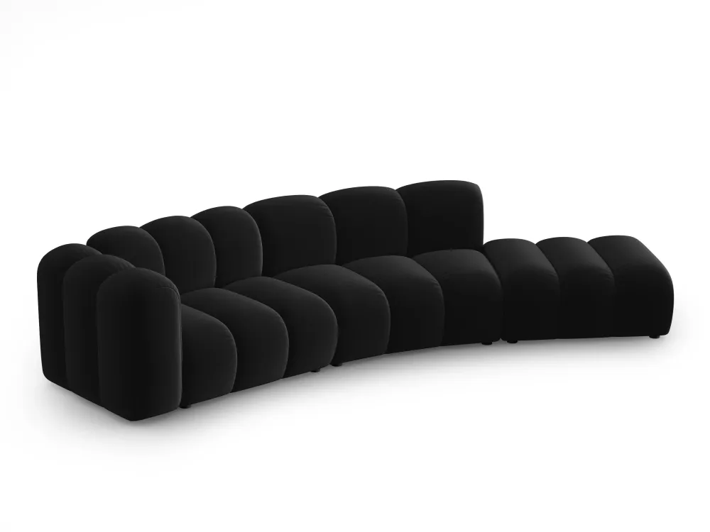 Sofa sametová 5-osobová pravostranná LUPINE černá