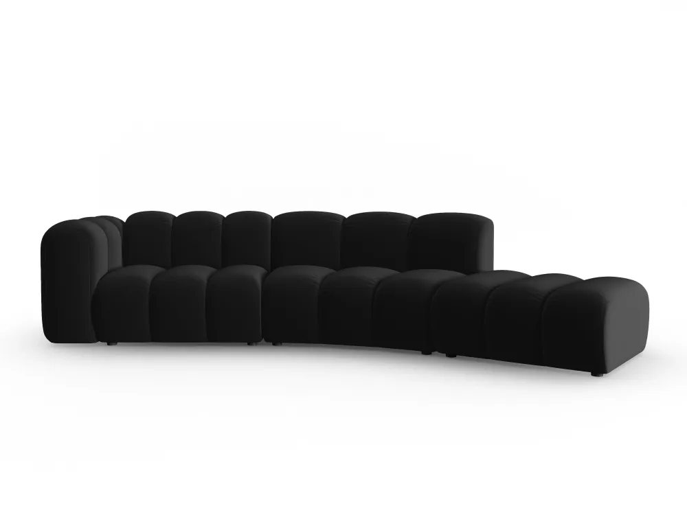 Sofa sametová 5-osobová pravostranná LUPINE černá