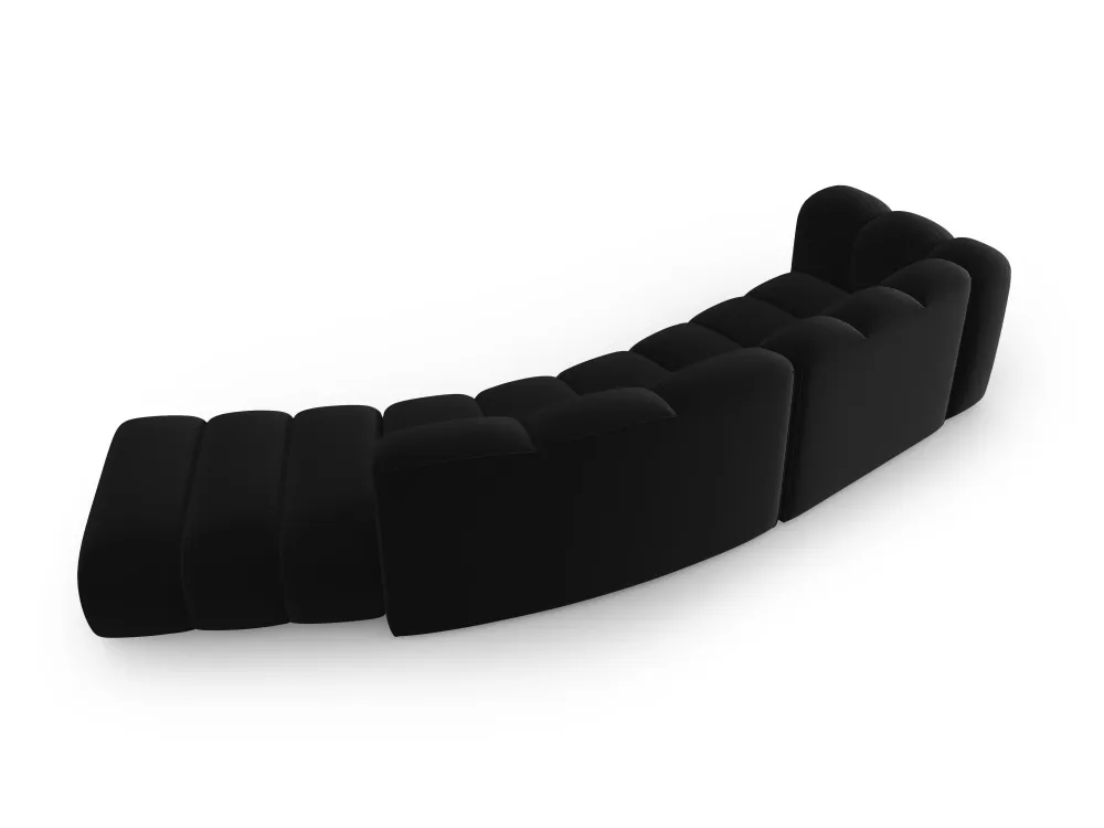 Sofa sametová 5-osobová pravostranná LUPINE černá
