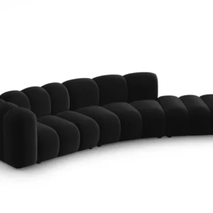 Sofa sametová 5-osobová pravostranná LUPINE černá