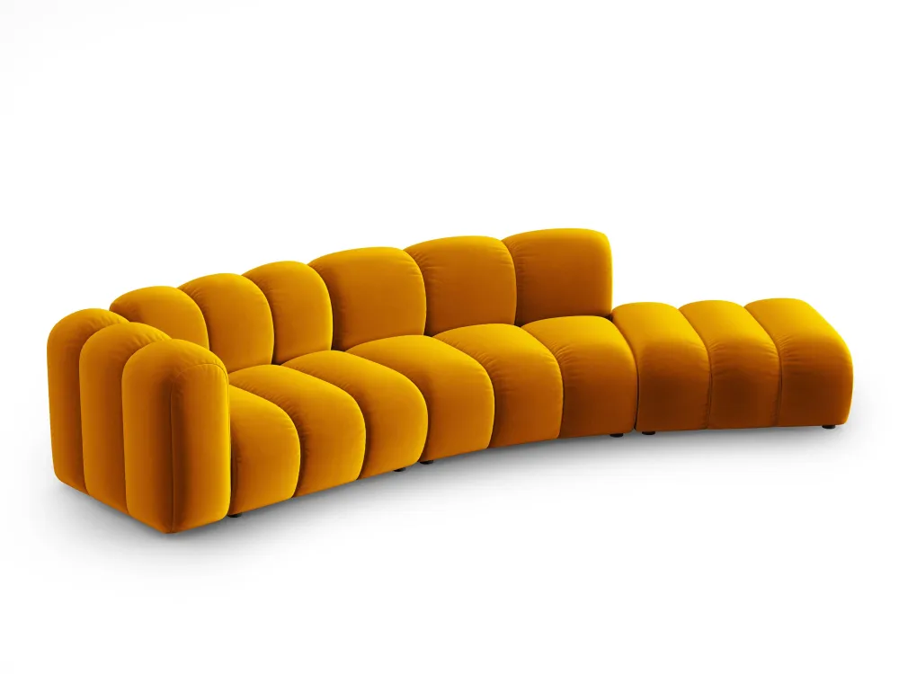 Sofa sametová 5-osobová pravostranná LUPINE hořčicová