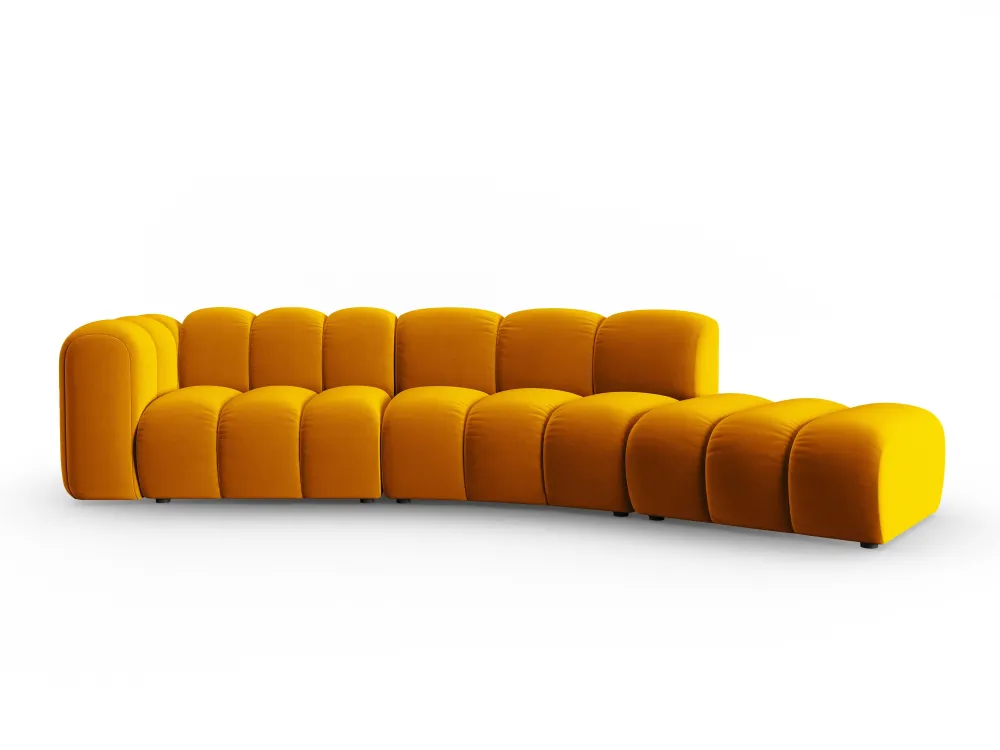 Sofa sametová 5-osobová pravostranná LUPINE hořčicová