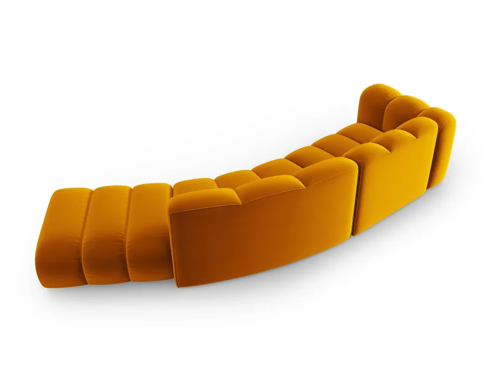 Sofa sametová 5-osobová pravostranná LUPINE hořčicová
