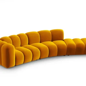 Sofa sametová 5-osobová pravostranná LUPINE hořčicová