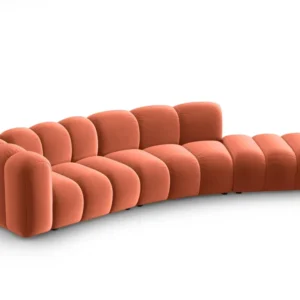 Sofa sametová 5-osobová pravostranná LUPINE korálová