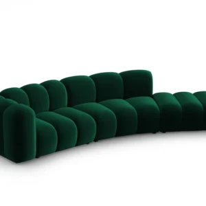 Sofa sametová 5-osobová pravostranná LUPINE lahvově zelená