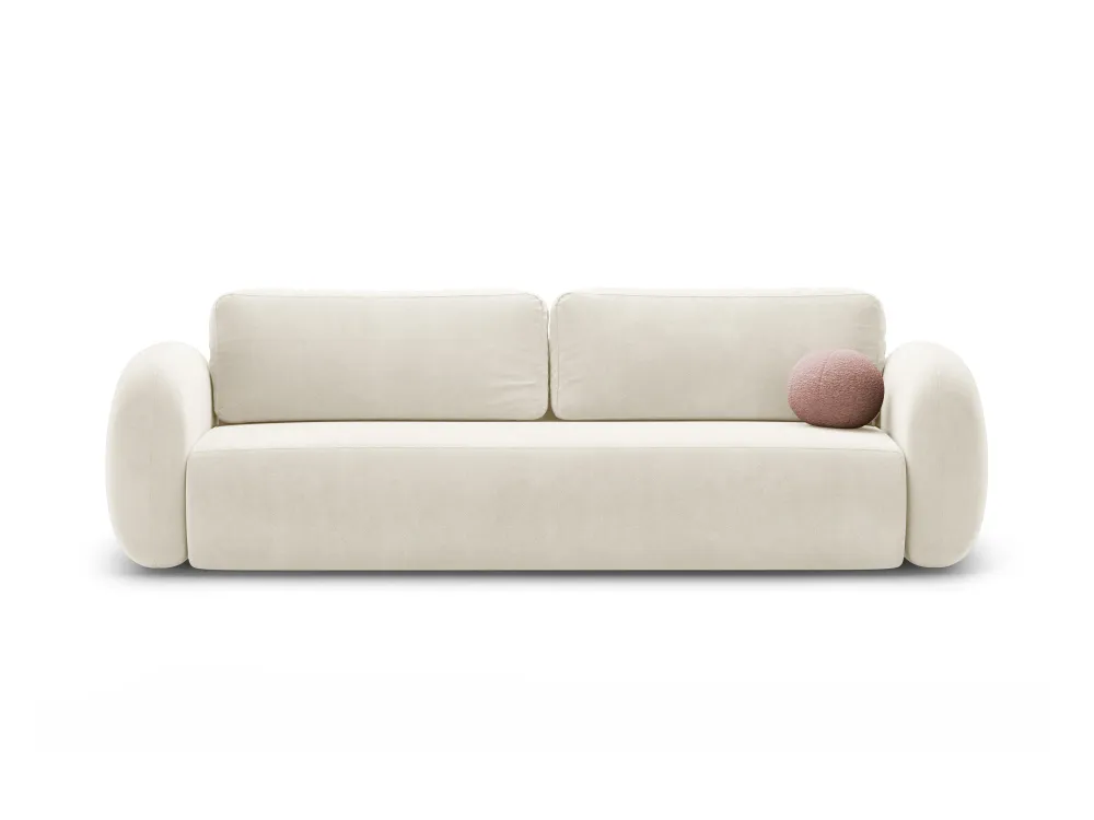 Sofa sametová s funkcí spaní 3-osobová TONALE krémová