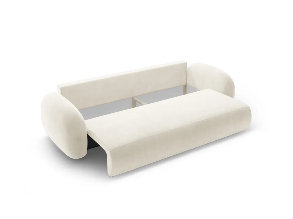 Sofa sametová s funkcí spaní 3-osobová TONALE krémová