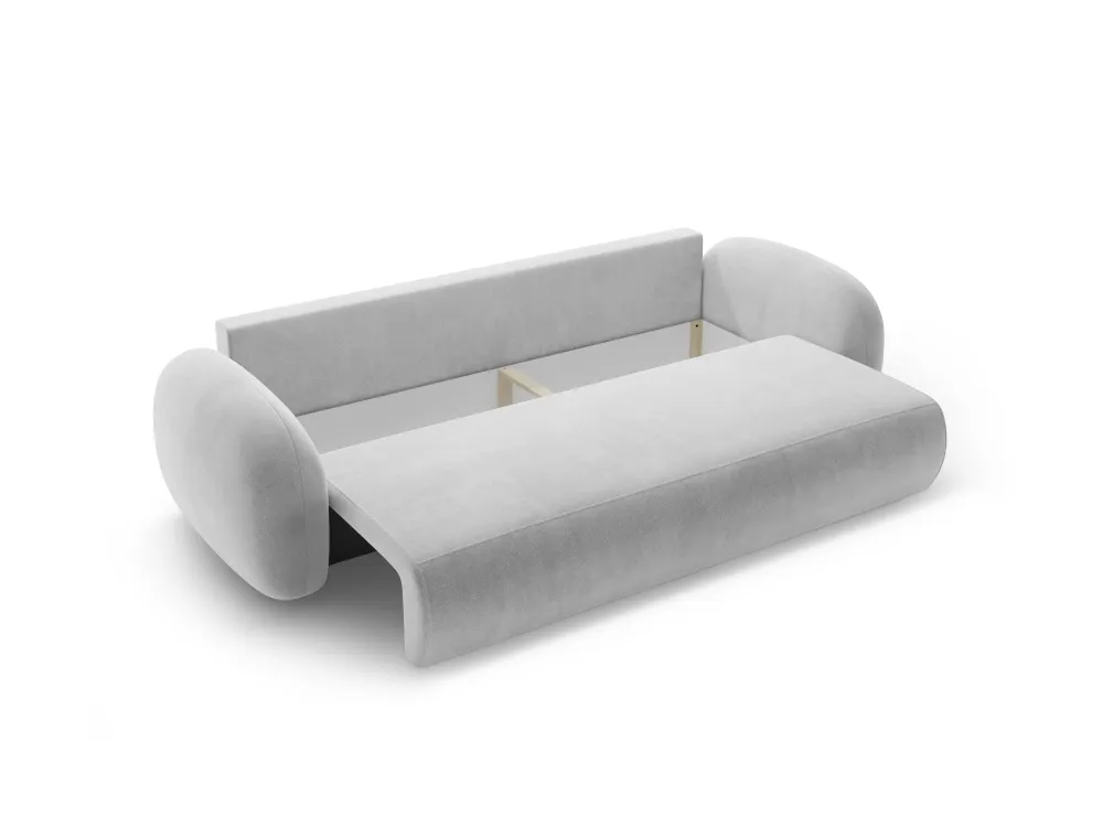 Sofa sametová s funkcí spaní 3-osobová TONALE světle šedá