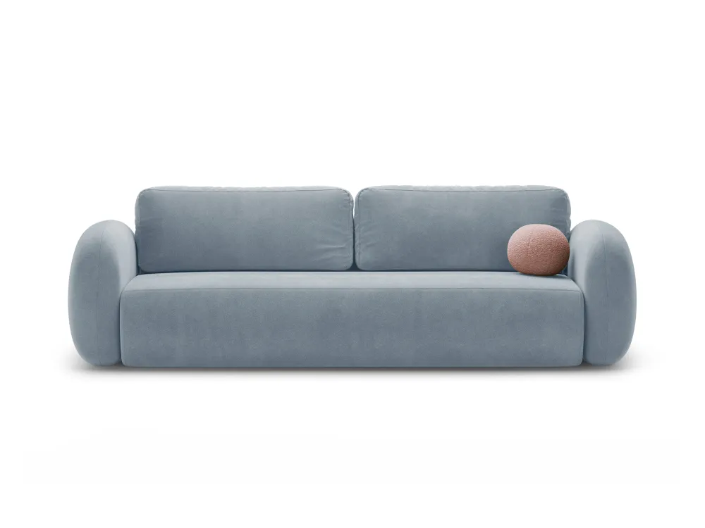 Sofa sametová s funkcí spaní 3-osobová TONALE modrá