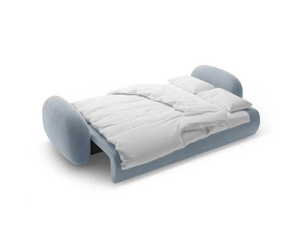 Sofa sametová s funkcí spaní 3-osobová TONALE modrá