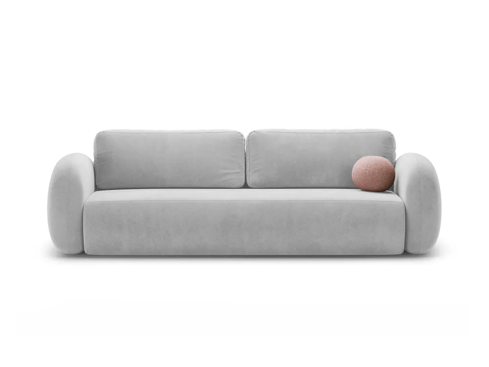 Sofa sametová s funkcí spaní 3-osobová TONALE světle šedá