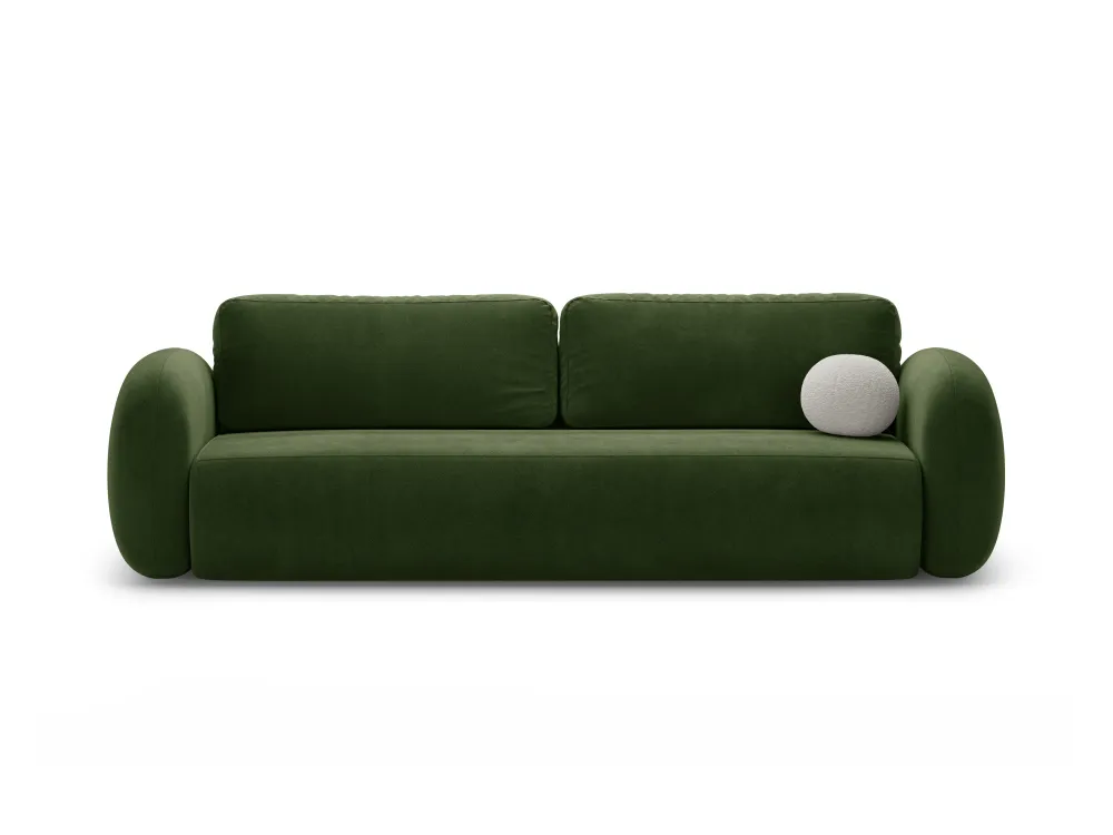 Sofa sametová s funkcí spaní 3-osobová TONALE vojenská zeleň