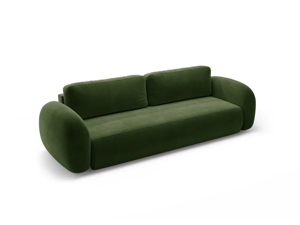Sofa sametová s funkcí spaní 3-osobová TONALE vojenská zeleň