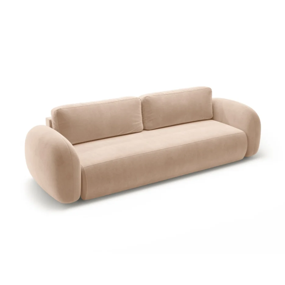Sofa sametová s funkcí spaní 3-osobová TONALE béžová