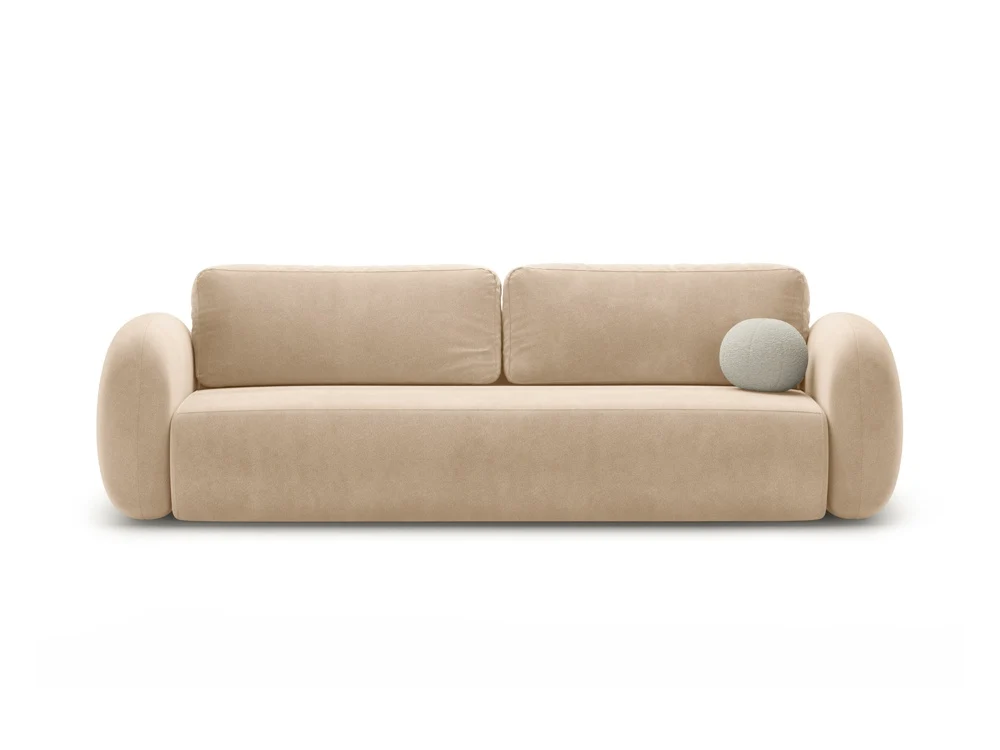 Sofa sametová s funkcí spaní 3-osobová TONALE béžová