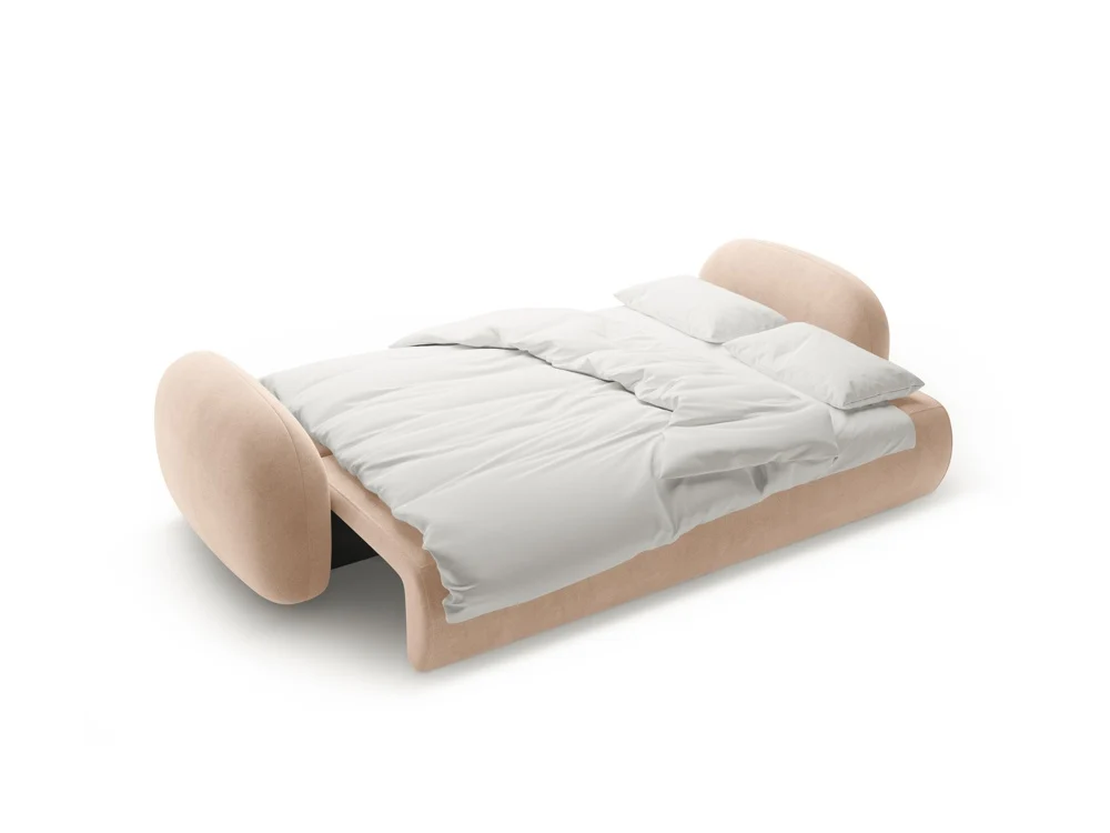 Sofa sametová s funkcí spaní 3-osobová TONALE béžová