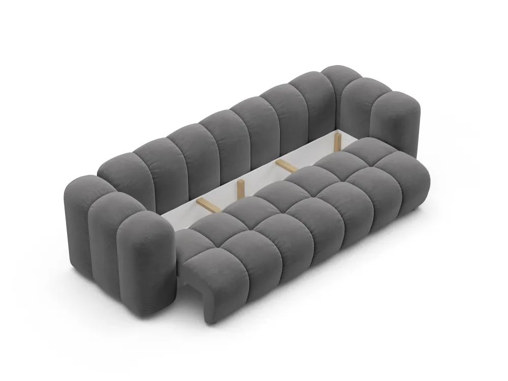 Sofa sametová s funkcí spaní ASTRO šedá